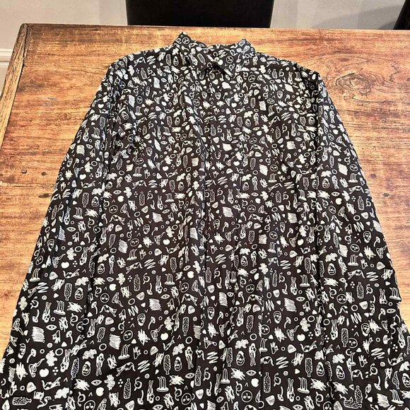 Frank + Oak Men’s Black Graphic Print Button-Down Shirt – Size L (Large) - Picture 3 of 3